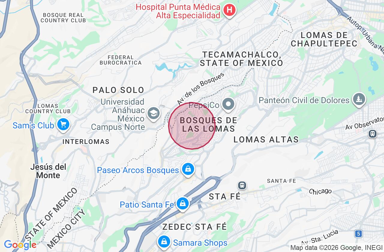 Zona aproximada de Casa en venta en Bosque de las Lomas