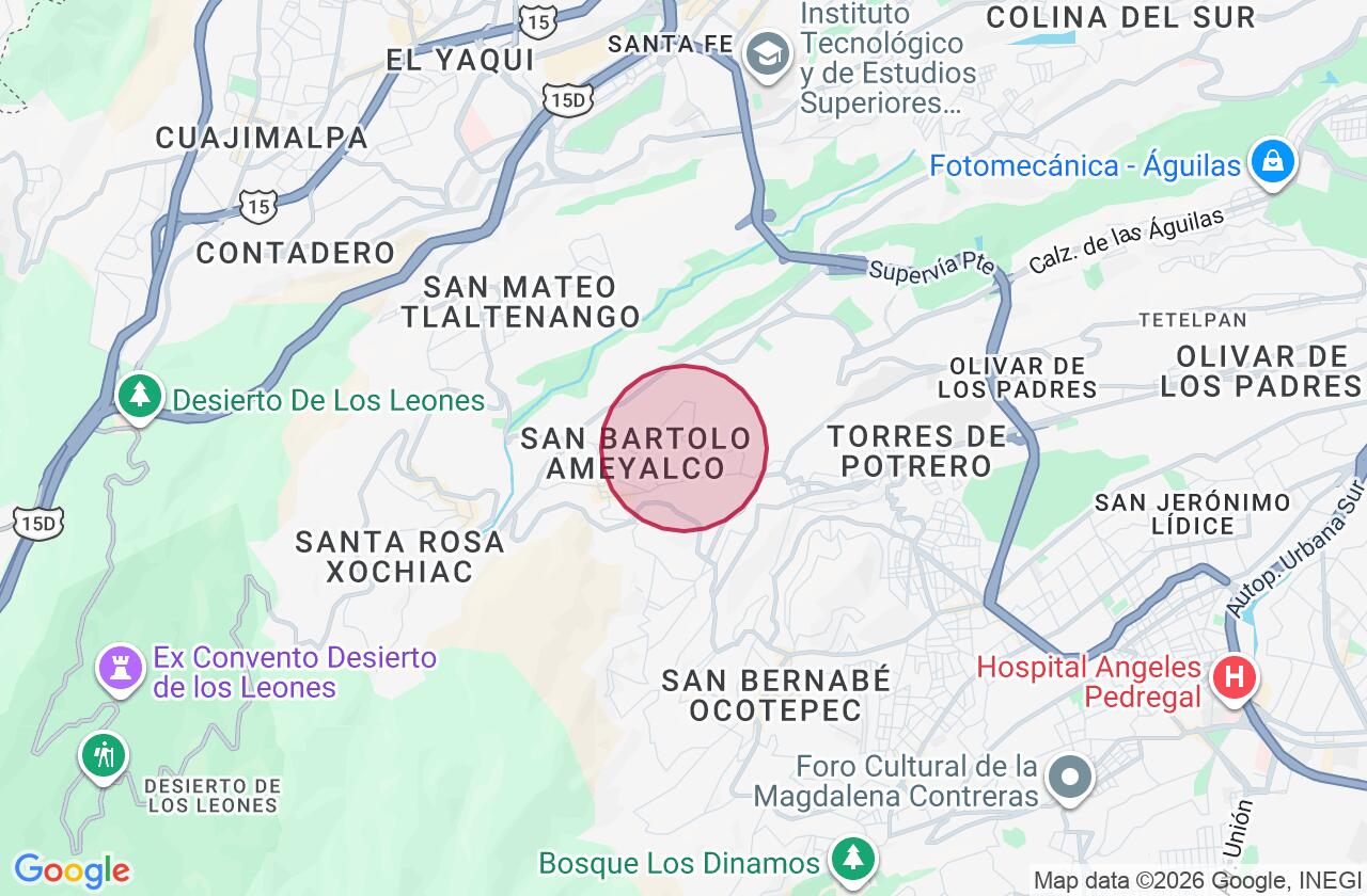 Zona aproximada de Casa en venta en San Bartolo Ameyalco