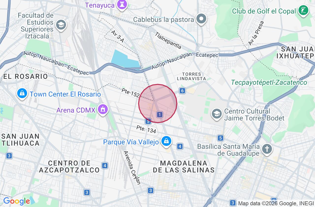 Zona aproximada de Comercial en renta en Lindavista Vallejo