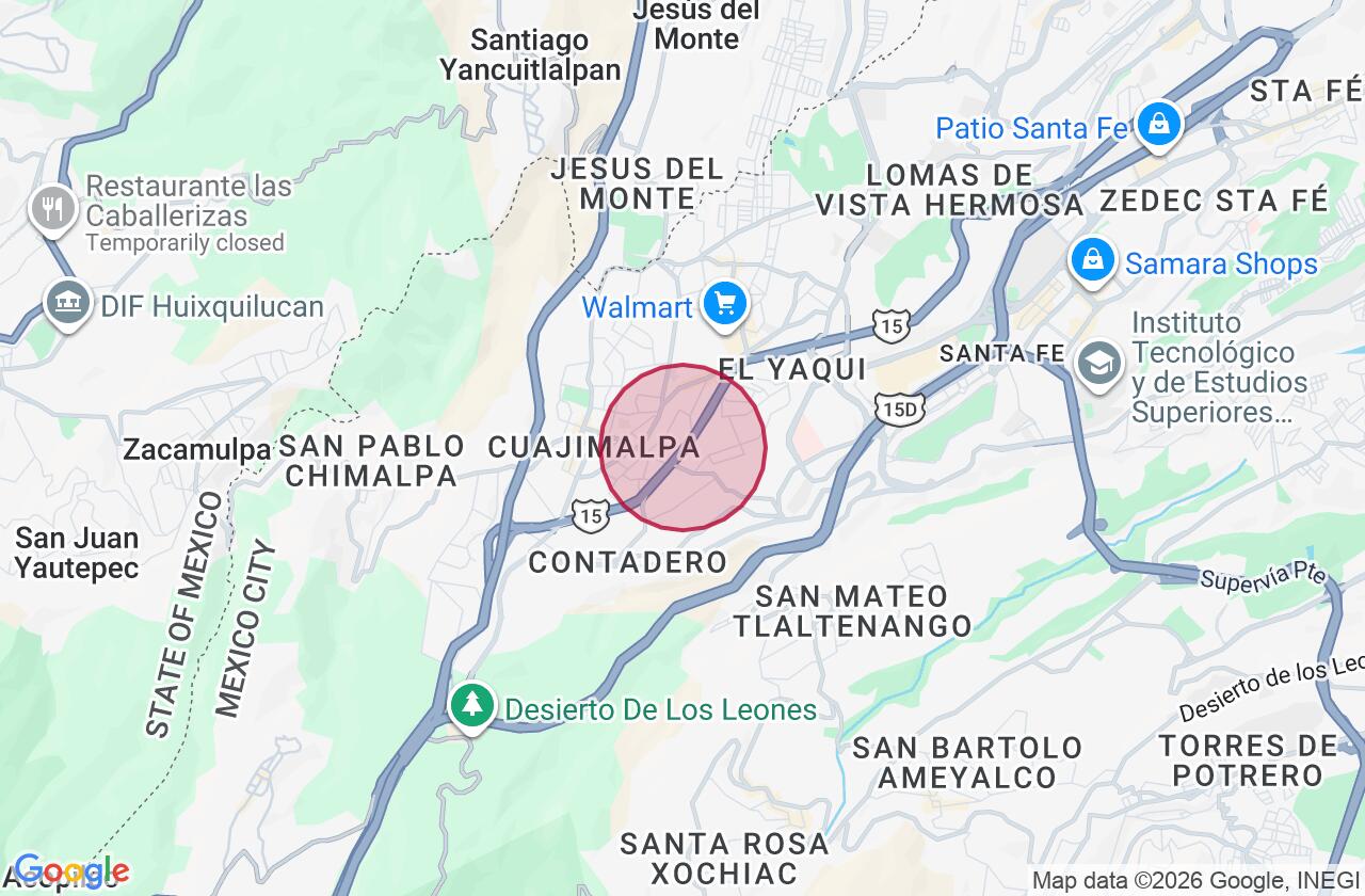 Zona aproximada de Oficina en venta y renta en Cuajimalpa